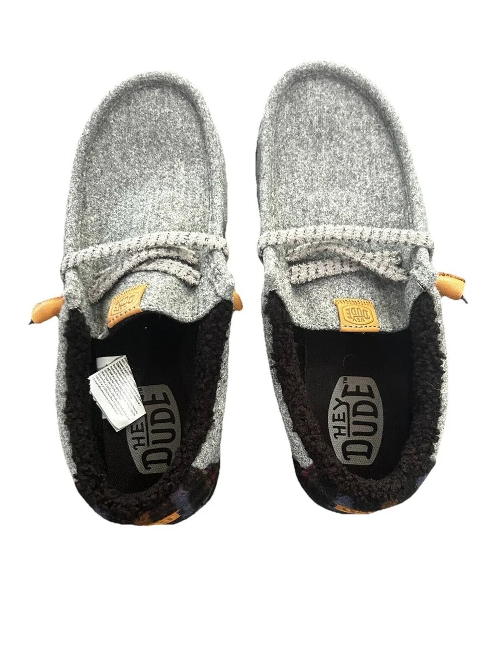 Hey Dude Wally Cozy Plaid Smoke Grey/Black Men's Slip-On Shoes Size M11